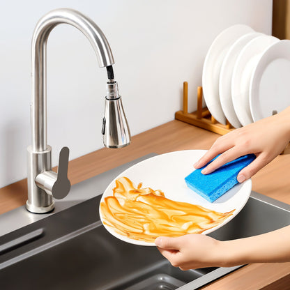 Sponges, 12 Pcs Durable Natural Kitchen Sponges with Cellulose & Scrub Pad, Easy-to-Rinse Cleaning Sponges with Honeycomb Structure & Quick Water Absorption, Fit for Home Cleaning