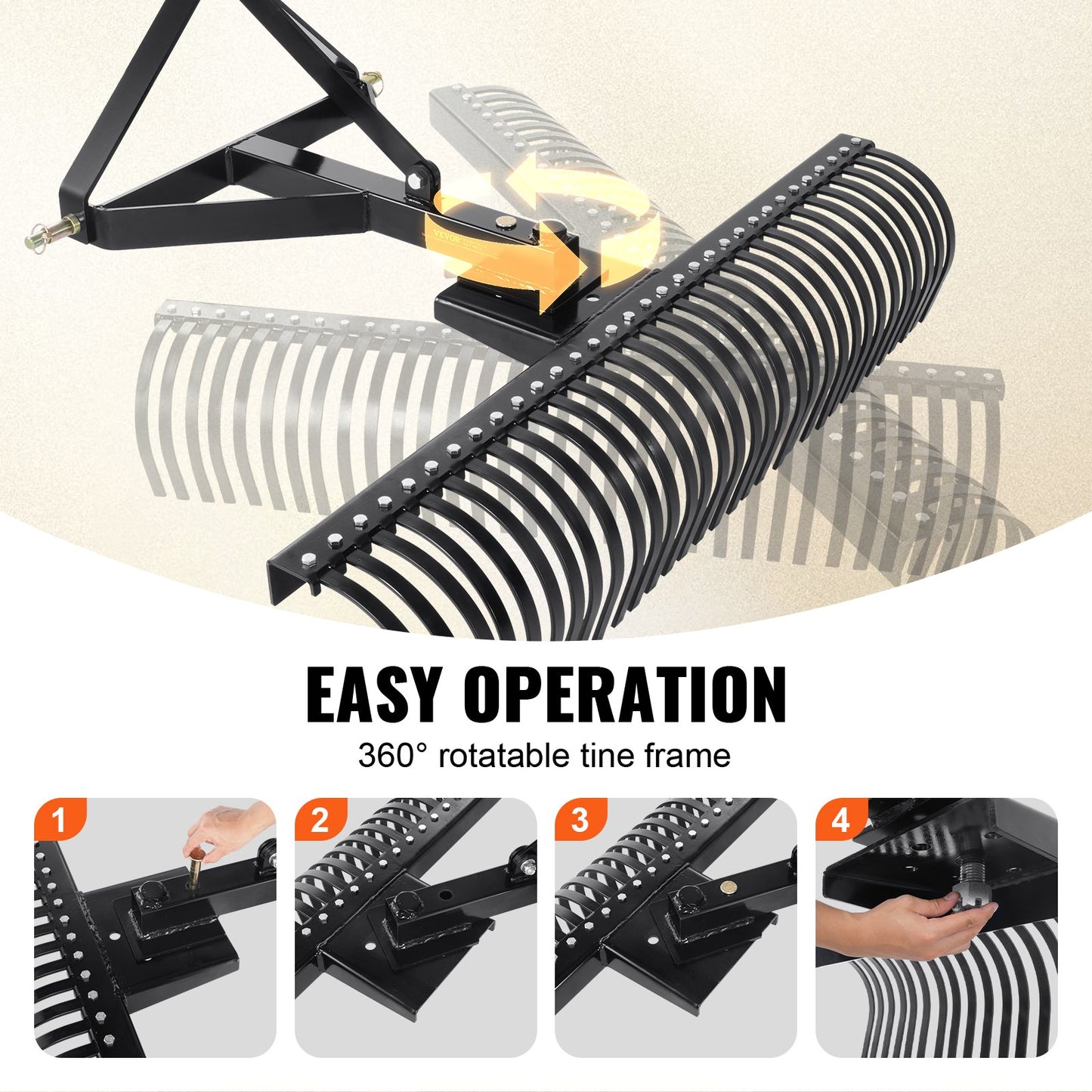 Bogsering bakom Dethatcher 60" 3-punkts Lawn Dethatcher Rake med tillbehör