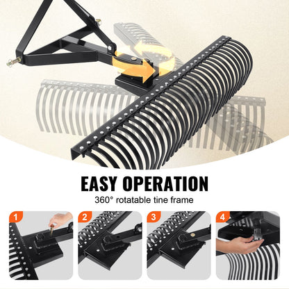 Bogsering bakom Dethatcher 60" 3-punkts Lawn Dethatcher Rake med tillbehör