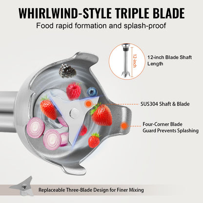 Commercial Immersion Mixer 350W Heavy Duty Hand Blender for Soup Sauces