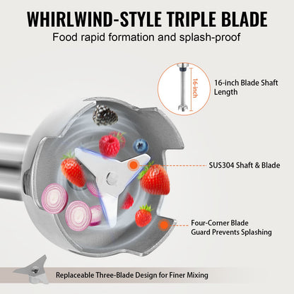 Commercial Immersion Blender 500W Heavy Duty Hand Blender for Soup Sauces