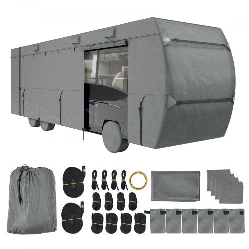 Class C RV Cover, 29-32 ft Motorhome Cover, Oxford Fabric Motorhome RV Cover, Waterproof, Windproof and Rip-Stop, Camper Cover with Storage Bag, Repair Patches, Straps and Tire Covers