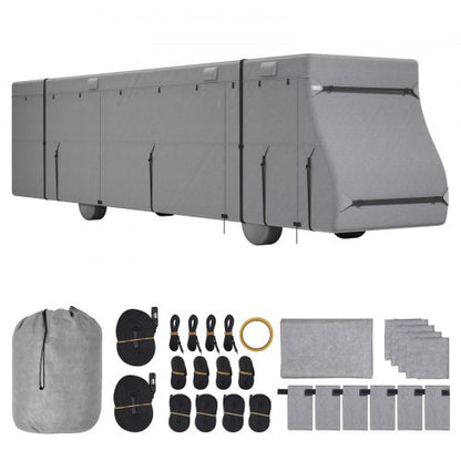 Class A RV Cover, 40-43 ft Motorhome Cover, Non-woven Fabric Motorhome RV Cover, Waterproof, Windproof and Rip-Stop, Camper Cover with Storage Bag, Repair Patches, Straps and Tire Covers