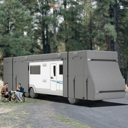 Class A RV Cover, 40-43 ft Motorhome Cover, Non-woven Fabric Motorhome RV Cover, Waterproof, Windproof and Rip-Stop, Camper Cover with Storage Bag, Repair Patches, Straps and Tire Covers