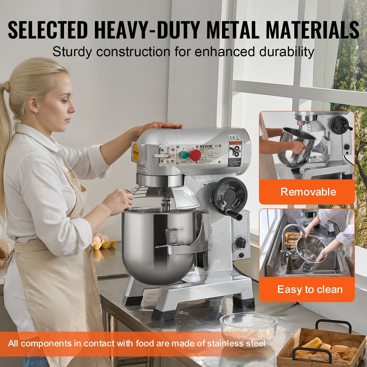 Commercial Food Mixer 18.7L 3-Speed Stand Dough Mixer 1100W for Restaurant