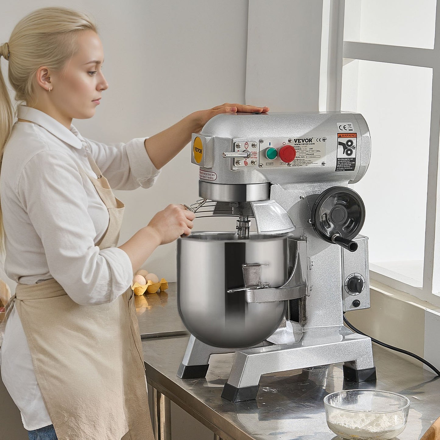 Commercial Food Mixer 18.7L 3-Speed Stand Dough Mixer 1100W for Restaurant