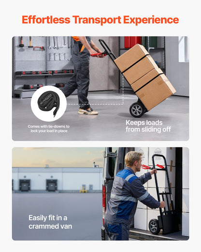 Hand Truck, 600 lbs Load Capacity, Heavy-Duty Hand Truck Dolly with Wheels & Telescoping Handle, Portable Trolley Dolly with Tie-down Strap for Moving Home, Office, Warehouse, Supermarket