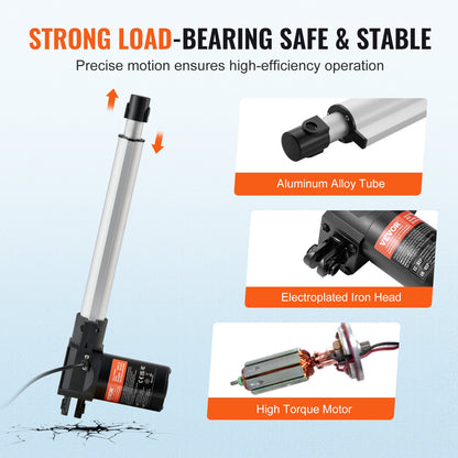 Linear Actuator 12V, 10 Inch Heavy Duty 1320lbs/6000N Linear Actuator, 0.19"/s Linear Motion Actuator with Mounting Bracket & IP44 Protection for Electric Door Industrial Machinery Vessels Cargo