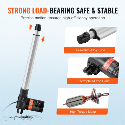 Linear Actuator 12V, 12 Inch Heavy Duty 1320lbs/6000N Linear Actuator, 0.19"/s Linear Motion Actuator with Mounting Bracket & IP44 Protection for Electric Door Industrial Machinery Vessels Cargo