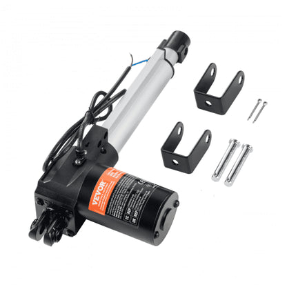 Linear Actuator 12V, 6 Inch Heavy Duty 1320lbs/6000N Linear Actuator, 0.19"/s Linear Motion Actuator with Mounting Bracket & IP44 Protection for Electric Door Industrial Machinery Vessels Cargo