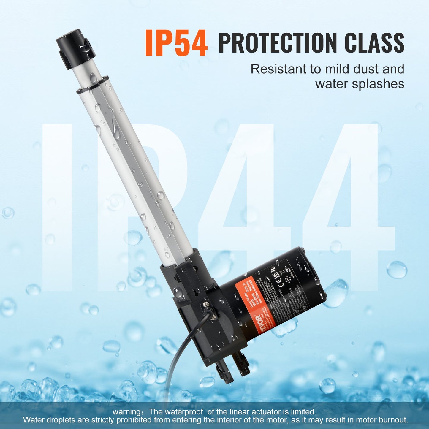 Linear Actuator 12V, 8 Inch Heavy Duty 1320lbs/6000N Linear Actuator, 0.19"/s Linear Motion Actuator with Mounting Bracket & IP44 Protection for Electric Door Industrial Machinery Vessels Cargo