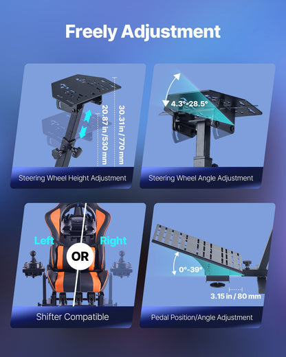 Racing Wheel Stand, Heavy-Duty Simulator Cockpit Steering Wheel Stand, Fit Logitech G25, G27, G29, G920, G923, Thrustmaster T300RS, TX F458, T500RS, T3PA-PRO (F1/GT) and CSR Pedals