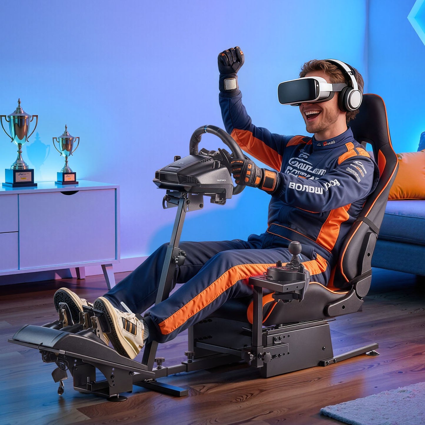 Racing Wheel Stand, Heavy-Duty Simulator Cockpit Steering Wheel Stand, Fit Logitech G25, G27, G29, G920, G923, Thrustmaster T300RS, TX F458, T500RS, T3PA-PRO (F1/GT) and CSR Pedals