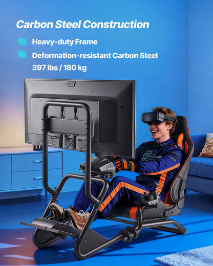 Racing Wheel Stand, Heavy-Duty Simulator Cockpit Steering Wheel Stand with Monitor Stand, Fit Logitech G25,G27,G29,G920,G923, Thrustmaster T300RS,TX F458,T500RS,T3PA-PRO (F1/GT) and CSR Pedals
