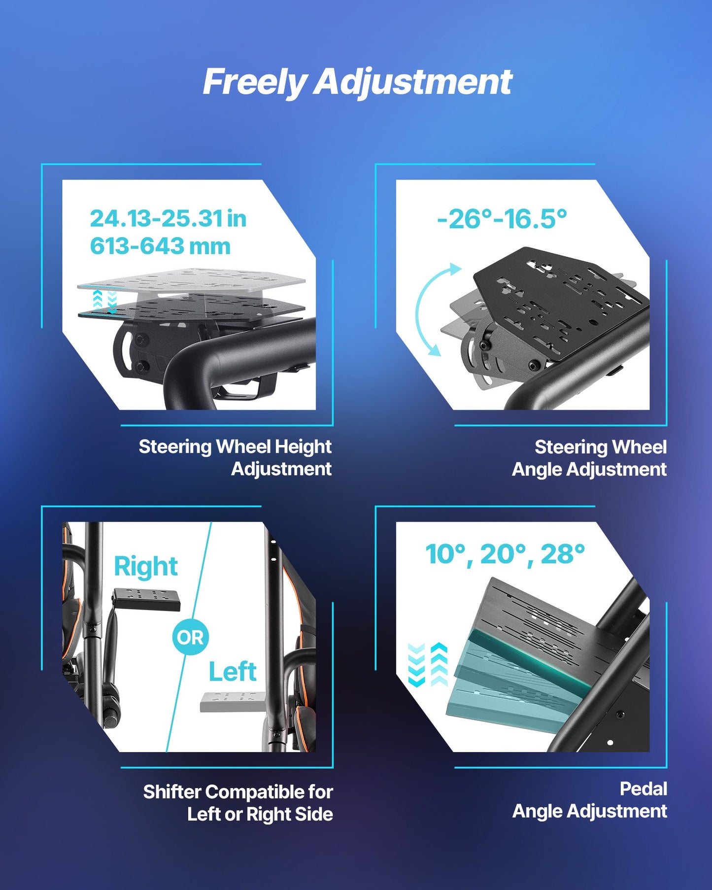 Racing Wheel Stand, Heavy-Duty Simulator Cockpit Steering Wheel Stand with Monitor Stand, Fit Logitech G25,G27,G29,G920,G923, Thrustmaster T300RS,TX F458,T500RS,T3PA-PRO (F1/GT) and CSR Pedals