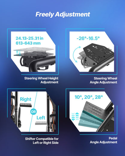 Racing Wheel Stand, Heavy-Duty Simulator Cockpit Steering Wheel Stand with Monitor Stand, Fit Logitech G25,G27,G29,G920,G923, Thrustmaster T300RS,TX F458,T500RS,T3PA-PRO (F1/GT) and CSR Pedals