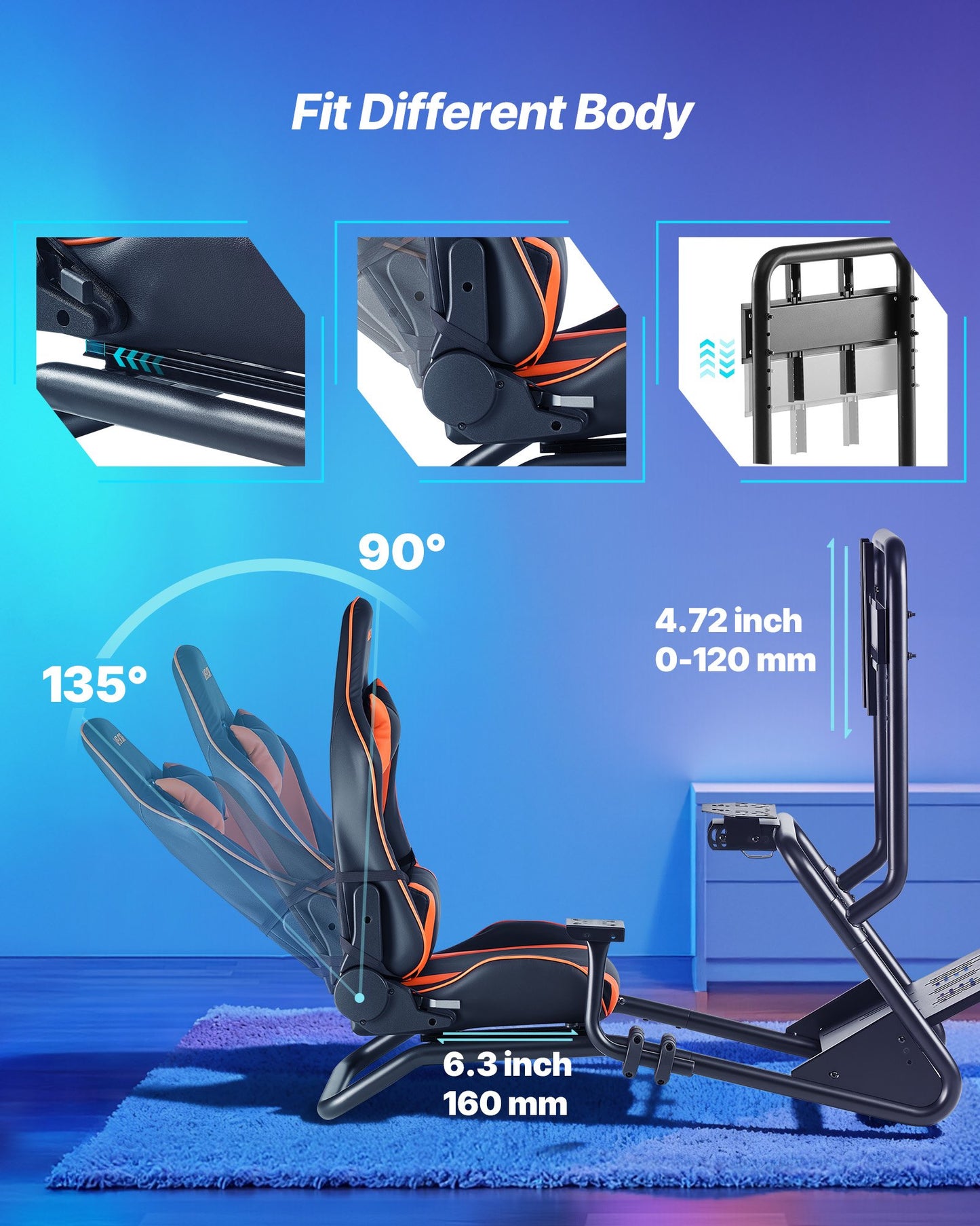 Racing Wheel Stand, Heavy-Duty Simulator Cockpit Steering Wheel Stand with Monitor Stand, Fit Logitech G25,G27,G29,G920,G923, Thrustmaster T300RS,TX F458,T500RS,T3PA-PRO (F1/GT) and CSR Pedals