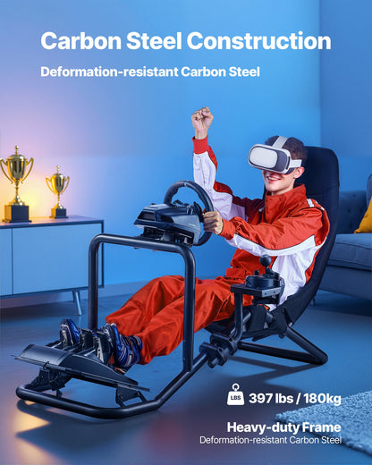 Racing Wheel Stand, Heavy-Duty Integrated Simulator Cockpit Steering Stand, Fit Logitech G25,G27,G29,G920,G923, Thrustmaster T300RS,TX F458,T500RS,T3PA-PRO (F1/GT) and CSR Pedals, Black