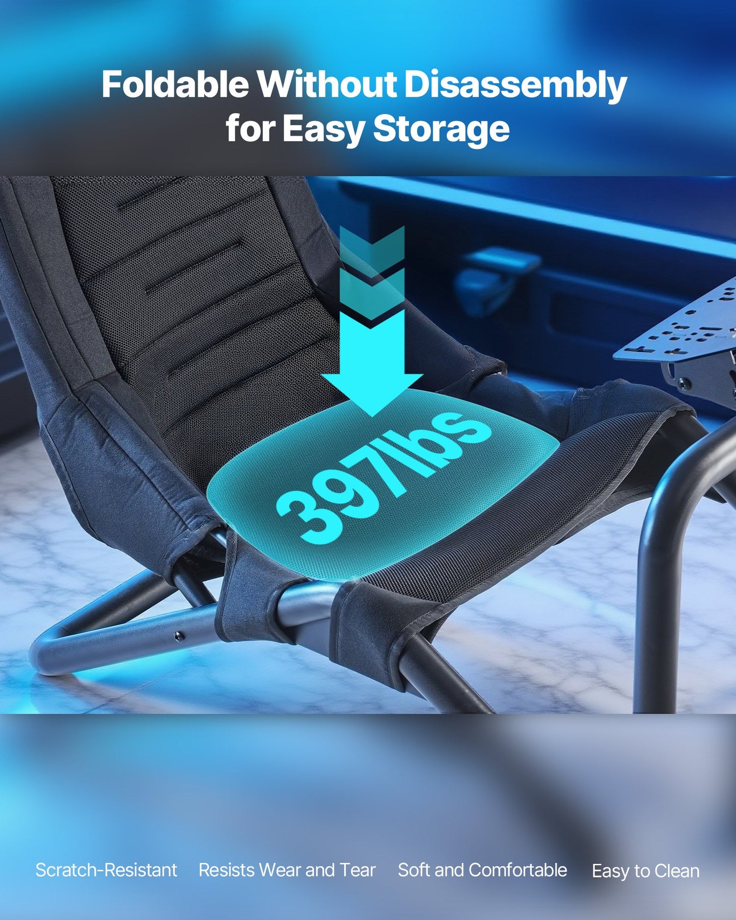 Racing Wheel Stand, Heavy-Duty Integrated Simulator Cockpit Steering Stand, Fit Logitech G25,G27,G29,G920,G923, Thrustmaster T300RS,TX F458,T500RS,T3PA-PRO (F1/GT) and CSR Pedals, Black