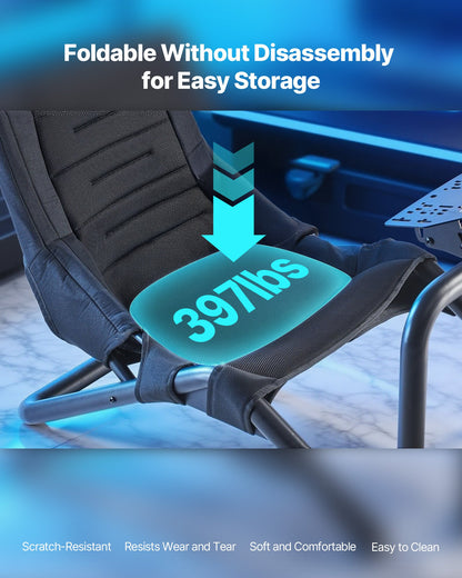 Racing Wheel Stand, Heavy-Duty Integrated Simulator Cockpit Steering Stand, Fit Logitech G25,G27,G29,G920,G923, Thrustmaster T300RS,TX F458,T500RS,T3PA-PRO (F1/GT) and CSR Pedals, Black