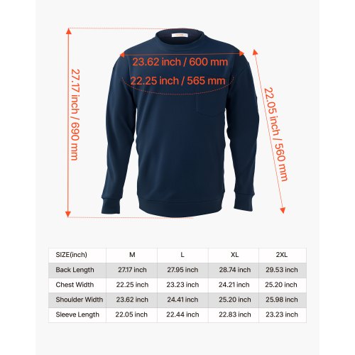 FR Skjortor, Flamskyddande Långärmade Kläder Lätt 7 oz Andningsbar Bomull, Herr Flamhämmande Arbetsskjorta med Förkrympbehandling och Ficka, För Svetsare, Elektriker, Marinblå M |  EU