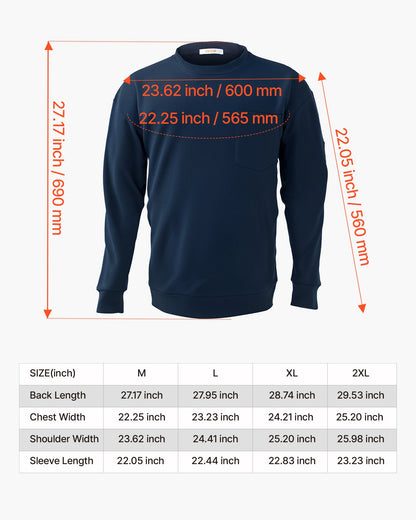 FR Shirts, Flame Resistant Long Sleeve Clothing Lightweight 7 oz Breathable Cotton, Men's Fire Retardant Work Shirt with Pre-shrink Treatment & Pocket, for Welders,Electricians,Navy Blue M