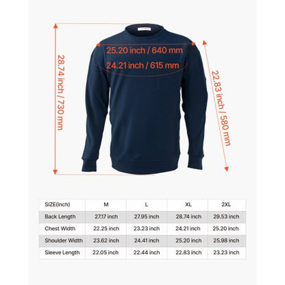 FR Skjortor, Flamskyddande Långärmade Kläder Lätt 7 oz Andningsbar Bomull, Herr Flamhämmande Arbetsskjorta med Förkrympbehandling och Ficka, För Svetsare, Elektriker, Marinblå XL |  EU