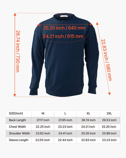 FR Shirts, Flame Resistant Long Sleeve Clothing Lightweight 7 oz Breathable Cotton, Men's Fire Retardant Work Shirt with Pre-shrink Treatment & Pocket, for Welders,Electricians,Navy Blue XL