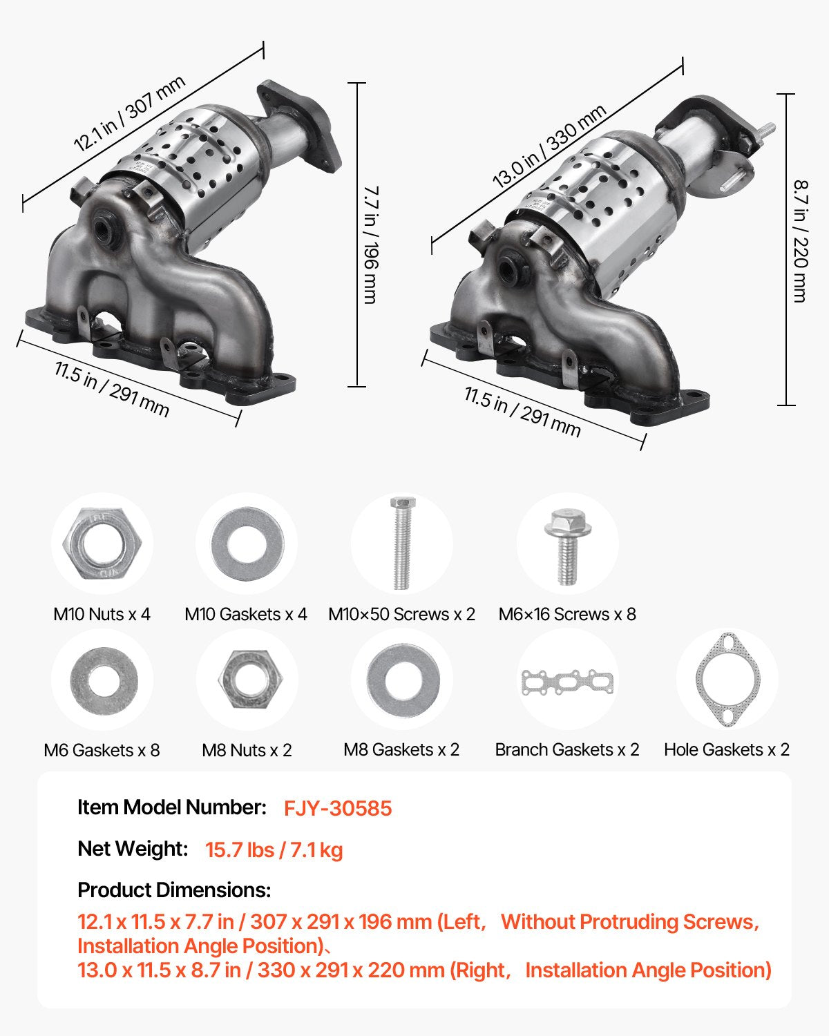 Catalytic Converter, 2 Pack, Compatible with Ford Police Interceptor Sedan Explorer FLEX Police Interceptor Utility Taurus/Lincoln MKS MKT MKZ, 3.5L V6, Front, Left, Right, Replacement OE 30585