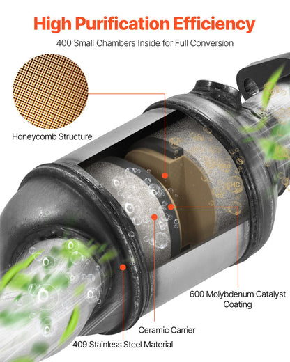 Catalytic Converter, 2 Pack, Compatible with 2007-2009 Jeep Wrangler 3.8L V6, Front, Right, Replacement OE 50482, Stainless Steel Material High Flow Converter, for Exhaust Gas Purification