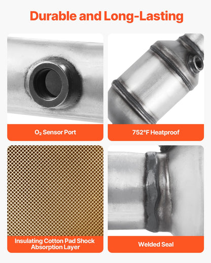 Catalytic Converter, 2 Pack, Compatible with 2007-2009 Jeep Wrangler 3.8L V6, Front, Right, Replacement OE 50482, Stainless Steel Material High Flow Converter, for Exhaust Gas Purification