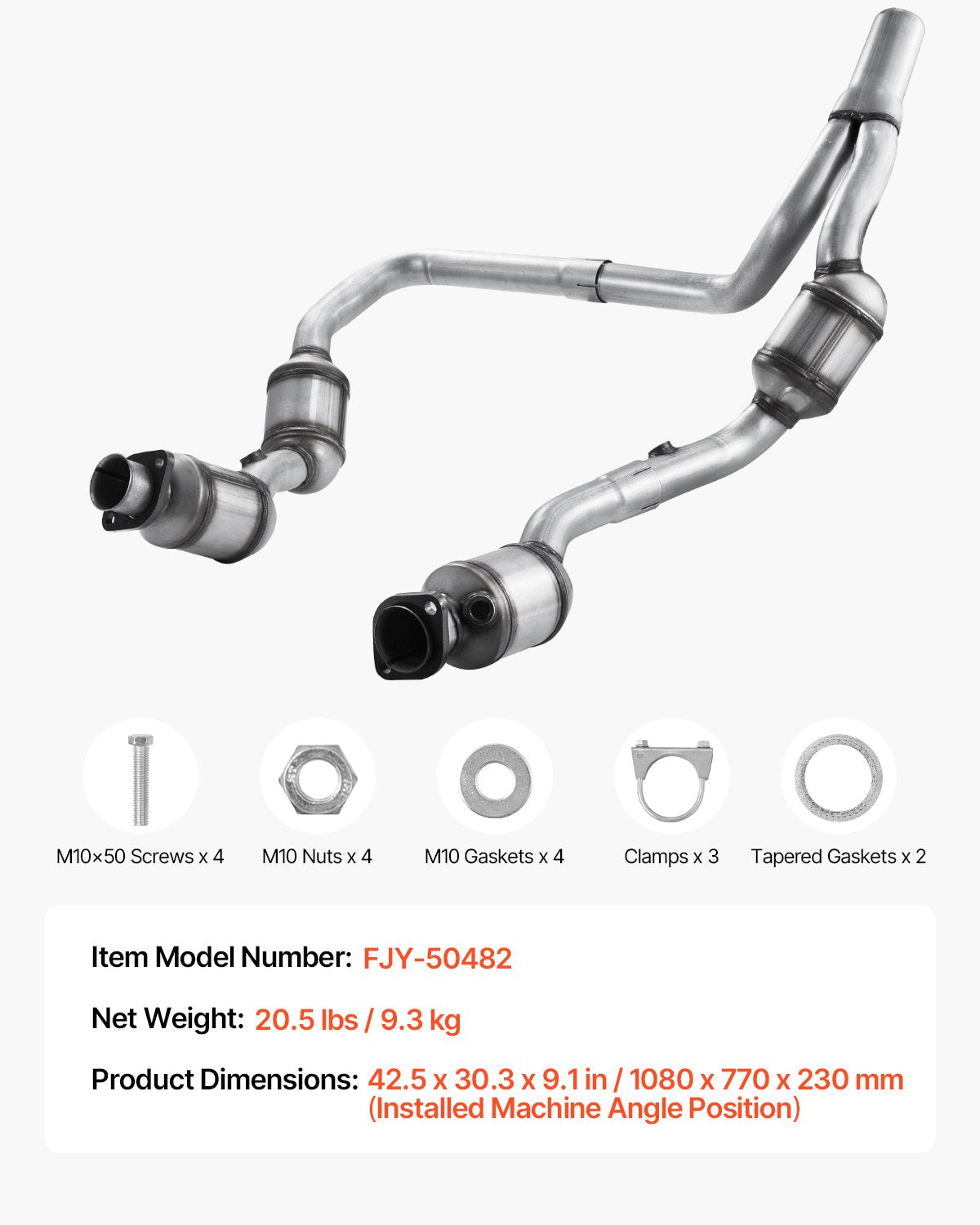 Catalytic Converter, 2 Pack, Compatible with 2007-2009 Jeep Wrangler 3.8L V6, Front, Right, Replacement OE 50482, Stainless Steel Material High Flow Converter, for Exhaust Gas Purification