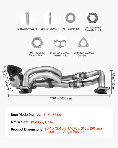 Catalytic Converter, Compatible with Subaru Forester Impreza Legacy Outback/ SAAB 9-2X, 2.5L H4, Front, Replacement OE 16564, Stainless Steel High Flow Converter, for Exhaust Gas Purification
