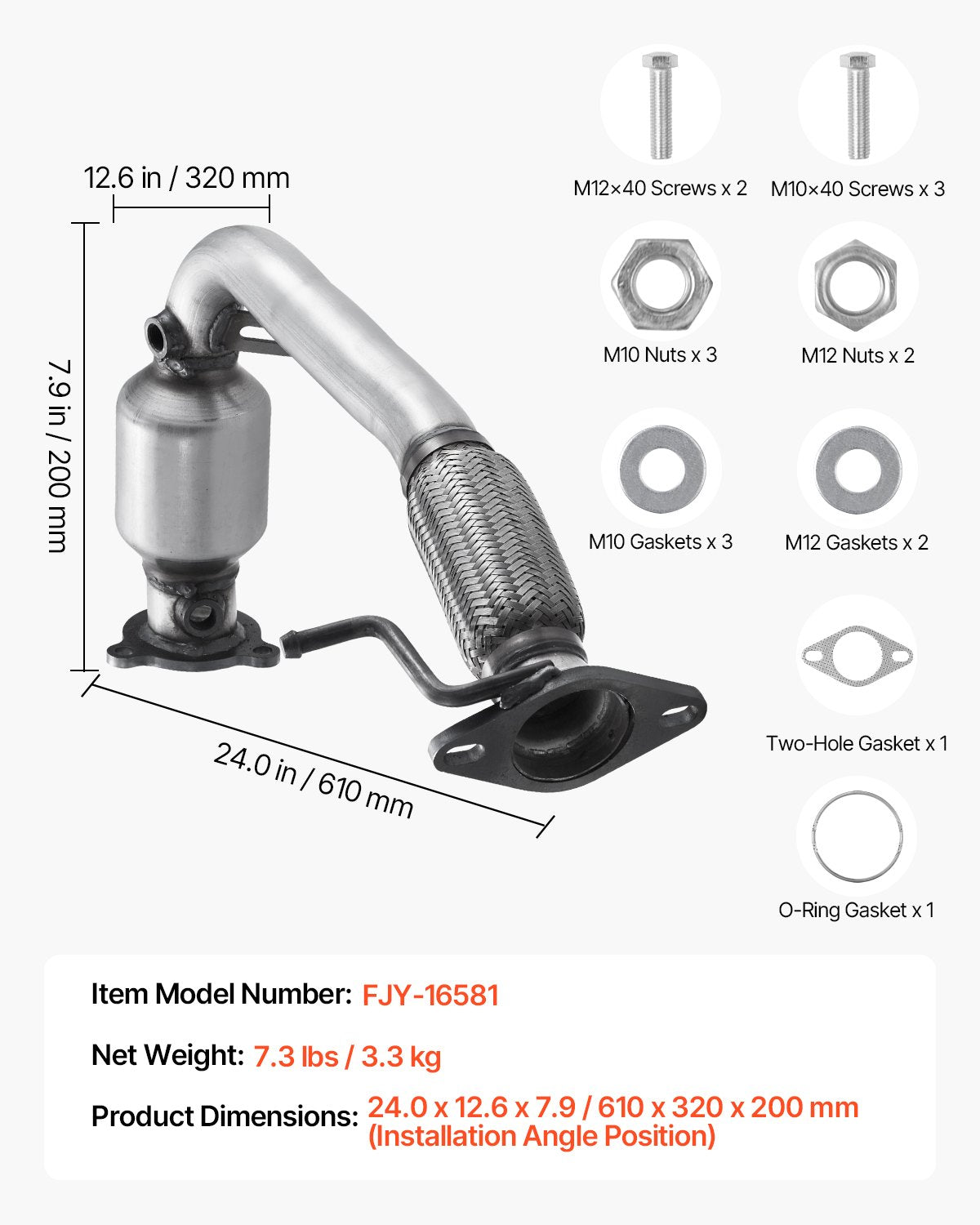 Catalytic Converter, Compatible with Chevrolet Equinox/GMC Terrain/Chevy Captiva Sport, 2.4L L4, Front, Replacement OE 16581 16796, Stainless Steel High Flow, for Exhaust Gas Purification