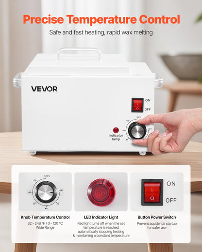 Single Wax Warmer, 3000ML 300W Professional Wax Warmer for Hair Removal, 32 ℉- 248 ℉ Adjustable & Non-Stick Waxing Heater Pot with 100PCS Waxing Sticks for Home Use, Beauty Salon, Spa