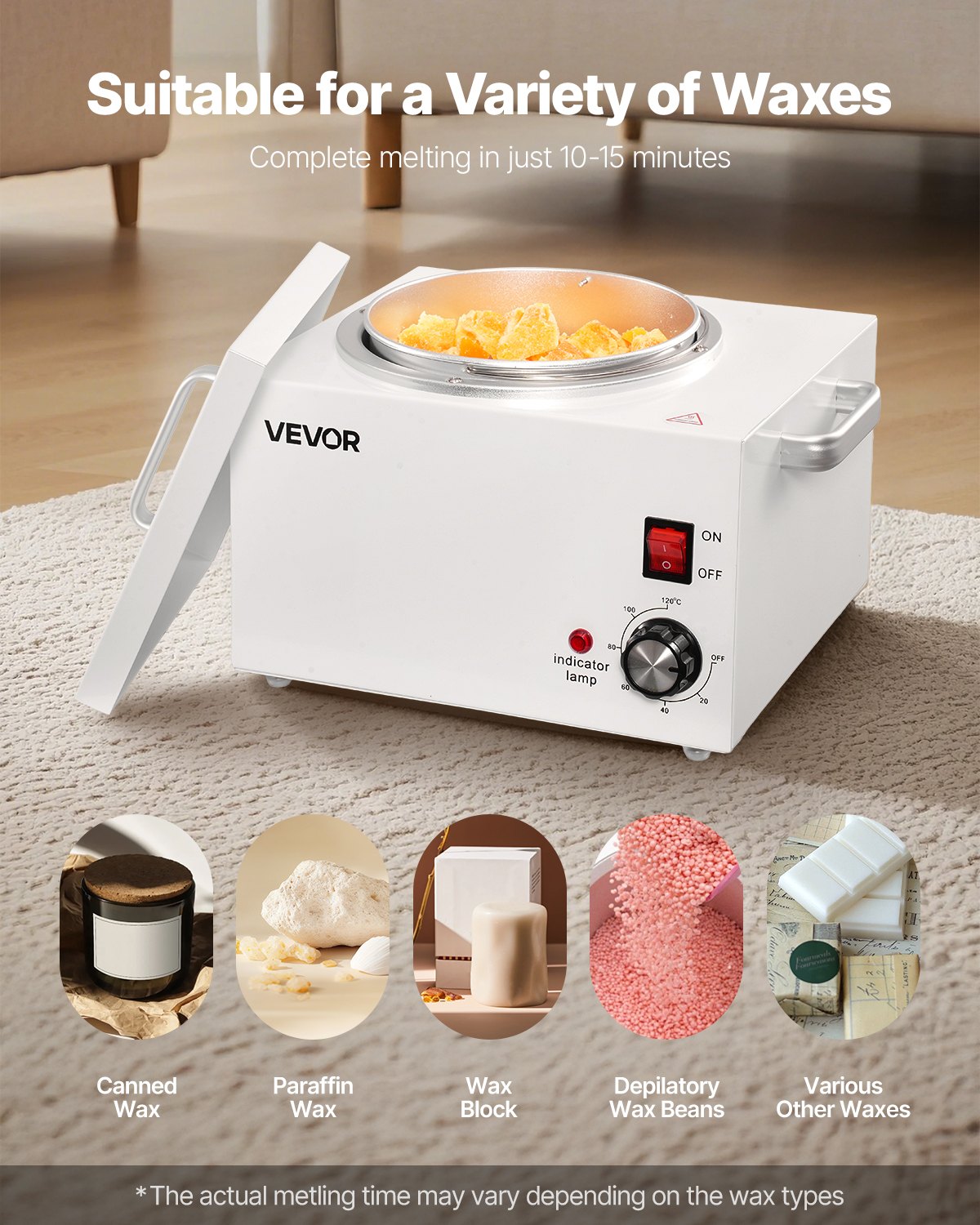 Single Wax Warmer, 3000ML 300W Professional Wax Warmer for Hair Removal, 32 ℉- 248 ℉ Adjustable & Non-Stick Waxing Heater Pot with 100PCS Waxing Sticks for Home Use, Beauty Salon, Spa