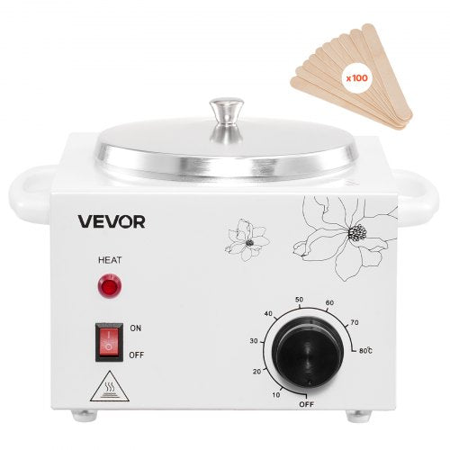 Single Wax Warmer, 600ML Professional Wax Warmer for Hair Removal, 32 ℉ to 176℉ Adjustable Electric Waxing Heater Pot with 100PCS Waxing Sticks for Home Use, Beauty Salon, Spa
