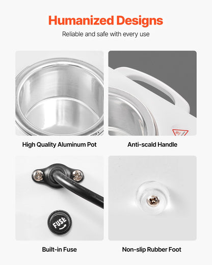 Single Wax Warmer, 600ML Professional Wax Warmer for Hair Removal, 32 ℉ to 176℉ Adjustable Electric Waxing Heater Pot with 100PCS Waxing Sticks for Home Use, Beauty Salon, Spa