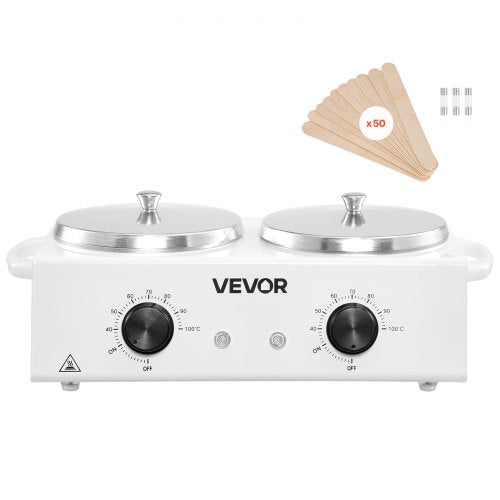 Double Wax Warmer, 1200ML Professional Dual Wax Warmer for Hair Removal, 32 ℉ - 212℉ Adjustable Electric Waxing Heater Pot with 50PCS Waxing Sticks for Home Use, Beauty Salon, Spa