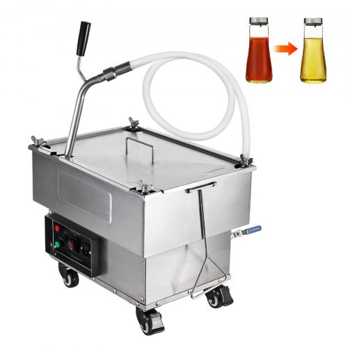 Portable Oil Filtering Unit, 18L Capacity, 10 L/min Filtering Speed, Equipped with Swivel Casters and Oil Hose, Ideal for Fast Food Venues