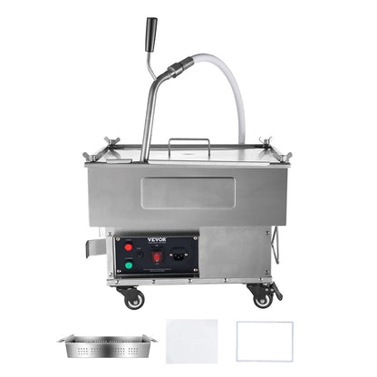 Mobilt fritösfilter, 18 L oljetankkapacitet, oljefiltreringssystem med 10 l/min oljefiltreringshastighet, mobilt frityroljefiltreringssystem med svängbara hjul, oljeslang för hamburgare i restaurangen