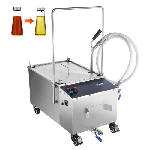 Portable Oil Filtering Unit, 38L Capacity, 10 L/min Filtering Speed, Equipped with Swivel Casters and Oil Hose, Ideal for Restaurant and Burger Shop Use