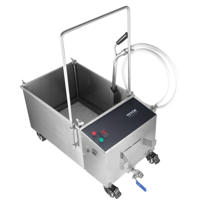 Mobiler Fritteusenfilter, 38 l Öltankkapazität, Ölfiltersystem mit 10 l/min Ölfilterrate, mobiles Fritteusenölfiltersystem mit Schwenkrädern, Ölschlauch für Restaurantburger