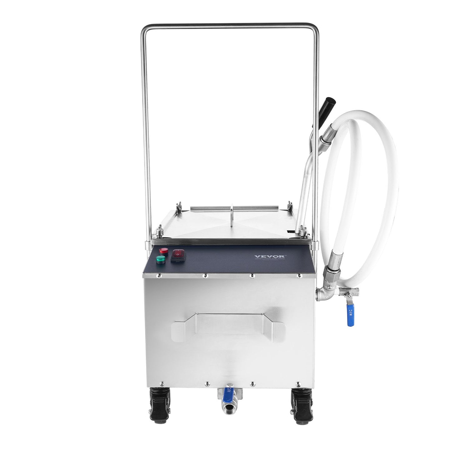 Mobiler Fritteusenfilter, 38 l Öltankkapazität, Ölfiltersystem mit 10 l/min Ölfilterrate, mobiles Fritteusenölfiltersystem mit Schwenkrädern, Ölschlauch für Restaurantburger