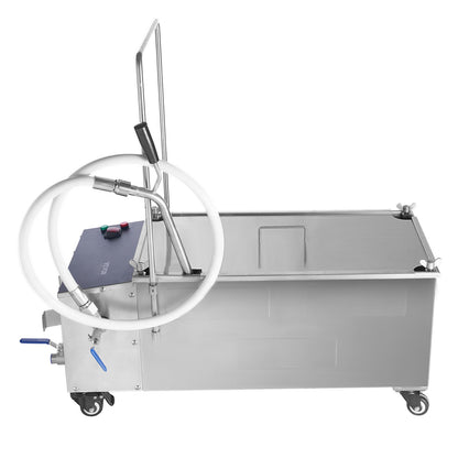 Mobilt fritösfilter, 55 l oljetankkapacitet, oljefiltreringssystem med 10 l/min oljefiltreringshastighet, mobilt frityroljefiltreringssystem med svängbara hjul, oljeslang för restaurangburgare