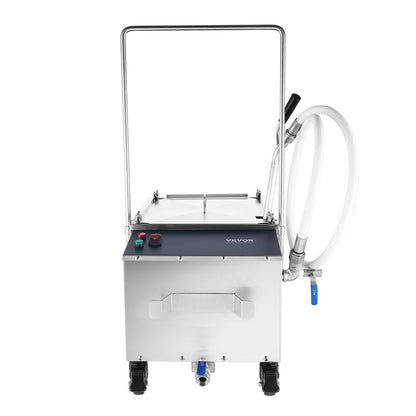 Mobilt fritösfilter, 55 l oljetankkapacitet, oljefiltreringssystem med 10 l/min oljefiltreringshastighet, mobilt frityroljefiltreringssystem med svängbara hjul, oljeslang för restaurangburgare