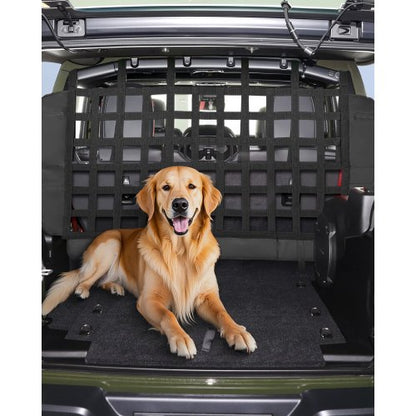Dog Car Barrier, Mesh Cargo Pet Net for Jeep Wrangler JK 2007-2017 JL 20018-2024, Vehicle Pet Barrier Fits Behind Rear Seat Cargo Area, Scratch and Tear-Resistant Polyester Mesh, Easy to Install