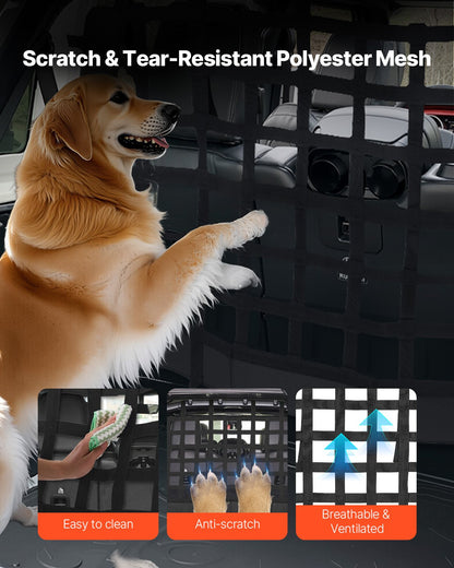 Dog Car Barrier, Mesh Cargo Pet Net for Jeep Wrangler JK 2007-2017 JL 20018-2024, Vehicle Pet Barrier Fits Behind Rear Seat Cargo Area, Scratch and Tear-Resistant Polyester Mesh, Easy to Install