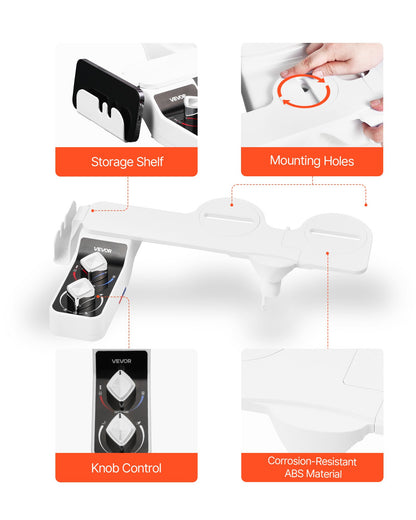 Bidet Attachment for Toilet, Hot & Cold Non-Electric Water Sprayer - Dual Retractable Nozzles, Adjustable Water Pressure, 0.3’’ Ultra Thin Bidet Toilet Seat Attachment for Rear and Feminine Wash