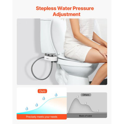 Toilet Bidet Accessories Non-Electric Dual Nozzles Adjustable Pressure